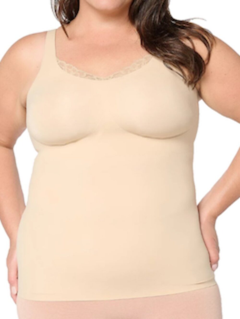 Evelyn & Bobbie Lace Trimmed V-Neck Seamless Bra Cami